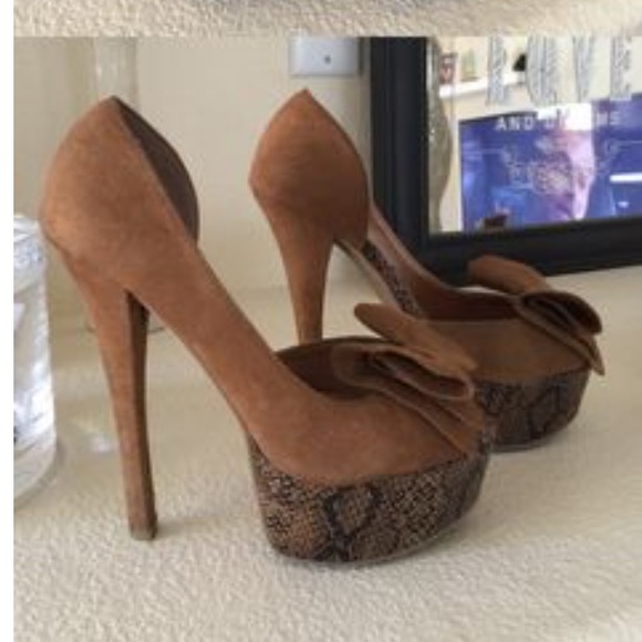 Chinese Laundry Shoes - Chinese Laundry Suede Brown Bow Heels